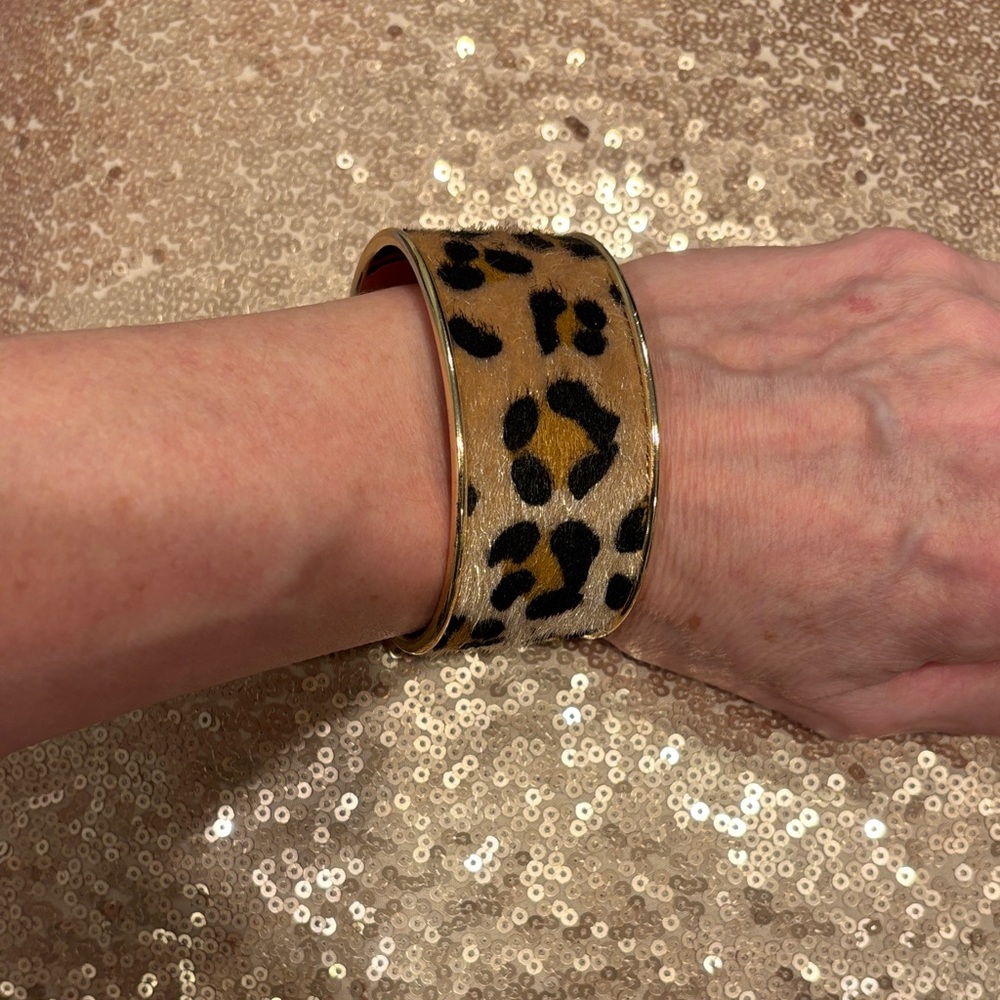 Leopard Print Gold Bangle Bracelet